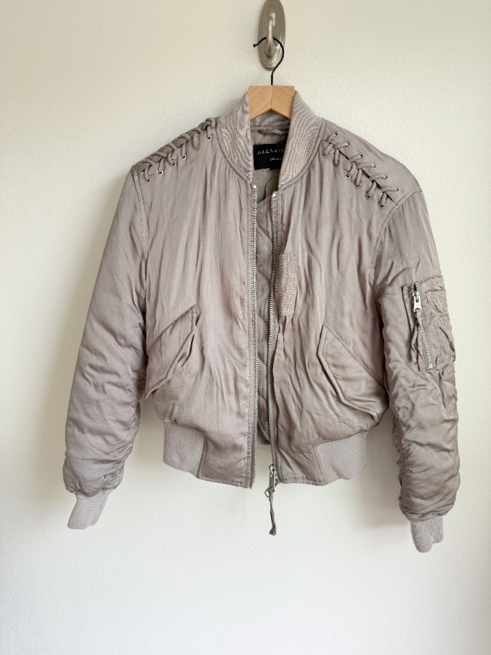 Allsaints almond pink bomber jacket